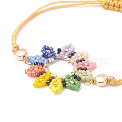 Glass Seed Sunflower Braided Bead Bracelet&nbsp;BJEW-MZ00023