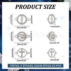 60Pcs 3 Styles Alloy Connector Charms with Crystal Rhinestone&nbsp;FIND-HY0002-57
