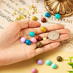 DIY Half Round Opaque Resin Stud Earring Jewelry Kits&nbsp;DIY-TA0010-78