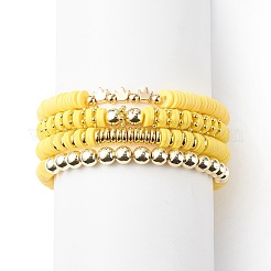 4Pcs 4 Color Handmade Polymer Clay Disc Surfer Bracelets Set&nbsp;BJEW-JB08802