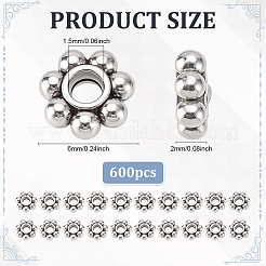 600Pcs Tibetan Style Alloy Bead Daisy Spacer Beads&nbsp;TIBEB-PH0005-43