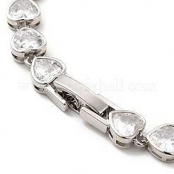 Clear Cubic Zirconia Heart Link Chain Necklace&nbsp;NJEW-E074-06P