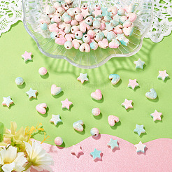 120Pcs 3 Styles Crackle Opaque Acrylic Beads&nbsp;OACR-TA0004-77