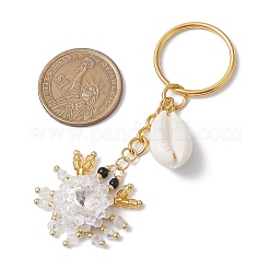 Crab Glass Seed Beads Pendant Keychain&nbsp;HJEW-MZ00106-02