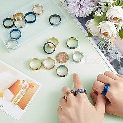 18Pcs 18 Styles 201 Stainless Steel Grooved Finger Ring Settings&nbsp;STAS-UN0042-78