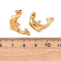 304 Stainless Steel Dolphin Stud Earrings&nbsp;EJEW-R028-01G