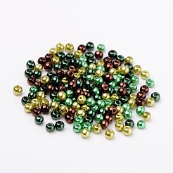 Choc-Mint Mix Pearlized Glass Pearl Beads&nbsp;HY-X006-4mm-04