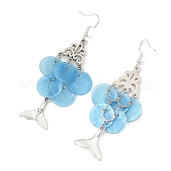304 Stainless Steel Natural Shell Fish Dangle Earrings&nbsp;EJEW-JE07535