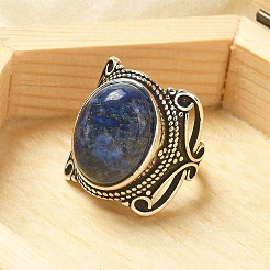 Natural Lapis Lazuli Adjustable Rings&nbsp;RJEW-I108-02AS-11