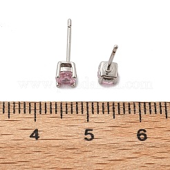 Flat Round Brass Pave Cubic Zirconia Stud Earrings for Women&nbsp;EJEW-G428-29C-03
