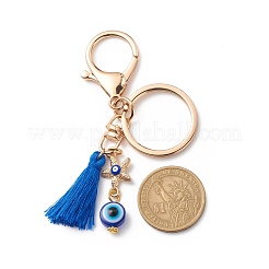 Lucky Blue Tassel Polyester Keychain&nbsp;KEYC-JKC00375
