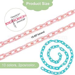 20 Strands 10 Colors Acrylic Opaque Cable Chains&nbsp;PACR-FH0001-05