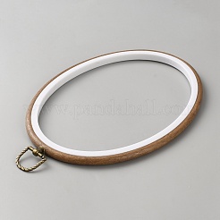 PP & PVC Plastic Imitation Wood Cross Stitch Embroidery Hoops&nbsp;DIY-WH20055-058B-03