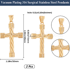 2Pcs 316 Surgical Stainless Steel Pendants&nbsp;STAS-BBC0006-13G
