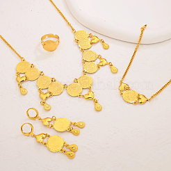 Vintage Brass Coin Bracelets & Earrings & Necklaces & Rings Sets for Women&nbsp;QE2152