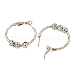 Tarnish Resistant 201 Stainless Steel Beaded Hoop Earrings with 304 Stainless Steel Pin for Women&nbsp;EJEW-F280-25P