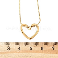Ion Plating(IP) 304 Stainless Steel Hollow Heart Pendant Necklace with Round Snake Chains&nbsp;NJEW-M202-05G