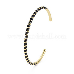 Twisted Brass Enamel Cuff Bangle&nbsp;BJEW-T020-02F-NF