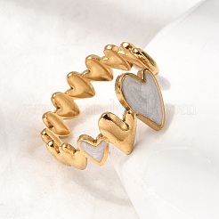 Heart 304 Stainless Steel Open Cuff Rings for Women&nbsp;RJEW-A091-02G