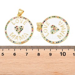 Brass Micro Pave Cubic Zirconia Pendants&nbsp;KK-D232-16G