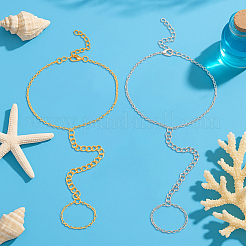8Pcs 2 Colors Iron Curb Chain & Cable Chain Anklets&nbsp;AJEW-HY0002-70