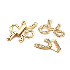 Brass Micro Pave Clear Cubic Zirconia Fold Over Clasps&nbsp;KK-B125-02G