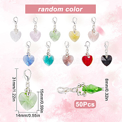 Heart Glass Pendants with Silver Color Plated Brass Lobster Claw Clasps&nbsp;HJEW-SC0001-26