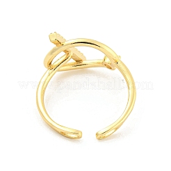 Brass Micro Pave Clear Cubic Zirconia Open Cuff Rings&nbsp;RJEW-G309-24G