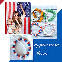 140Pcs 7 Style Independence Day Natural Wood Beads&nbsp;WOOD-SC0001-45