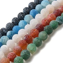 Natural & Dyed Crackle Agate Bead Strands&nbsp;G-T056-10mm-M