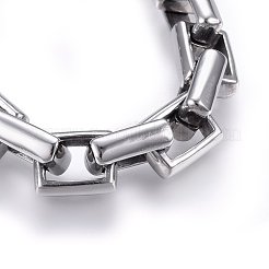 Retro 304 Stainless Steel Box Chain Bracelets&nbsp;BJEW-L631-24ASP