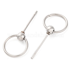 Anti-Tarnish 304 Stainless Steel Studs Earring Findings&nbsp;STAS-H226-08P-02