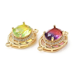 Brass K9 Glass Connector Charms&nbsp;KK-C024-25KCG