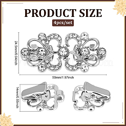 4Pcs Flower Alloy & Glass Cardigan Clips&nbsp;AJEW-PH0006-66AS