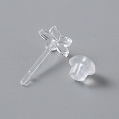 Tiny Resin Flower Stud Earrings with Ear Nut for Women&nbsp;EJEW-WH0012-003B