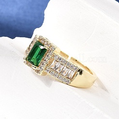Brass Micro Pave Clear Cubic Zirconia Cuff Open Rings&nbsp;CU-CBA5C10-14G