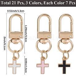 21Pcs 3 Colors Cross Alloy Enamel Pendant Decoration&nbsp;HJEW-CP00002