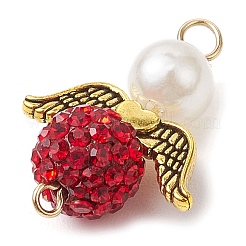 3Pcs 3 Colors Acrylic Pearl & Polymer Clay Rhinestone Angel Connector Charms&nbsp;PALLOY-JF02903
