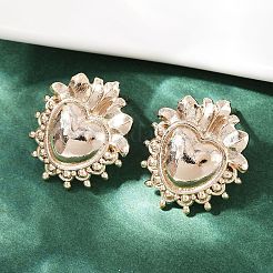 Brass Heart Stud Earrings&nbsp;EJEW-Z131-01KCG