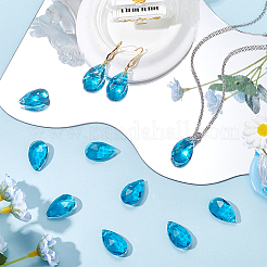 40Pcs Faceted Teardrop Glass Pendants&nbsp;GLAA-SP0001-11D