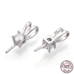 Rhodium Plated 925 Sterling Silver Micro Pave Cubic Zirconia Peg Bails&nbsp;STER-T004-27P