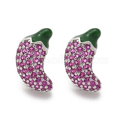 Brass Micro Pave Cubic Zirconia Stud Earrings&nbsp;EJEW-Q015-13P-02