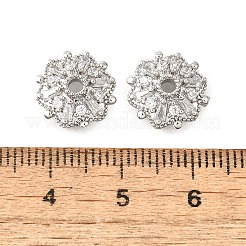 Flower Brass Micro Pave Clear Cubic Zirconia Bead Caps&nbsp;KK-V008-31P