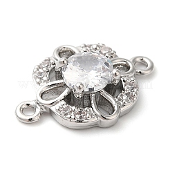 Brass Pave Clear Cubic Zirconia Connector Charms&nbsp;X-KK-G503-32P
