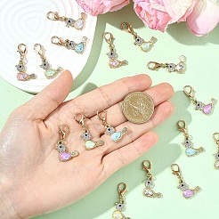 20Pcs Alloy K5 Glass Bird Pendant Decorations&nbsp;HJEW-YW00257