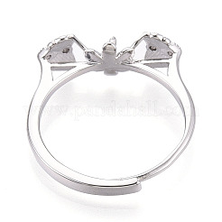 Flower & Bowknot Brass Micro Pave Clear Cubic Zirconia Adjustable Ring Settings&nbsp;KK-T076-78P