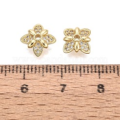 Brass Micro Pave Clear Cubic Zirconia Bead Caps&nbsp;KK-Q071-09G-02