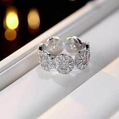 Brass Micro Pave Clear Cubic Zirconia Finger Rings&nbsp;WG1FDEB-01
