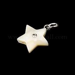 Natural White Shell & Crystal Rhinestone Pendants&nbsp;SH-CBAC52B-01B