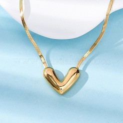 304 Stainless Steel Heart Pendant Snake Chain Necklaces&nbsp;NJEW-U026-08G